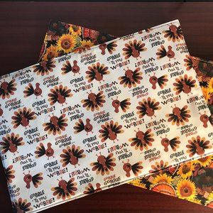 Thanksgiving Placemats Reversible Sunflower Turkey Placemats Set of 6